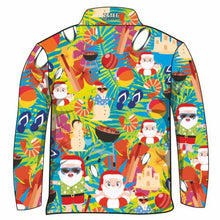 Christmas - Tropical Christmas Fishing Shirt ★Pre-Order★ Z and TEE Aussie BBQ beach CHRISTMAS Christmas design Christmas Gift cruise Father Christmas Floral Fun quick dry sand Santa SUN SAFE Teal tropical UPF yellow