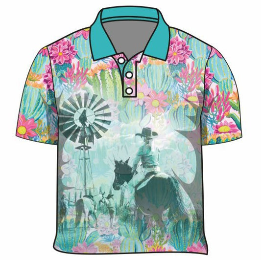 Western | Cowgirl Cactus Fishing Shirt ★Pre-Order★ Z and TEE cactus Complete the Set COUNTRY WESTERN DESIGNS cowgirl Dress Set Floral GIRL'S DESIGNS horses KIDS matching dress pink quick dry Ranch SUN SAFE Teal UPF windmill WOMEN'S DESIGNS womens