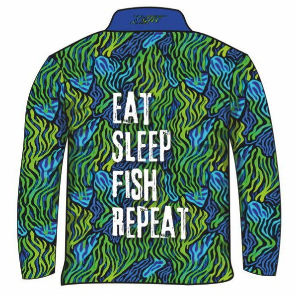 ★Pre-Order★ Fishing | Eat Sleep Fish Repeat Green Fishing Shirt Long or Short Sleeve Z and TEE Children Fishing Children's Fishing FISH FISH DESIGNS FISHING fishing shirt fishing shirts girls Kid's Fishing Kid's Fishing Apparel Kid's Fishing Shirt KIDS KIDS ALL kids design KIDS DESIGNS Kids UV rated shirt LJM PATTERN AND PLAIN DESIGNS Preorder quick dry reef fish spo-default spo-disabled sun sun shirt sun shirts sunsafe swim shirt uv