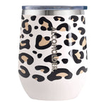 Stemless Vacuum Insulated Wine Tumbler 355ml (12oz) - Z&Tee Leopard Z and TEE alcoholder brumate stanley swig yeti