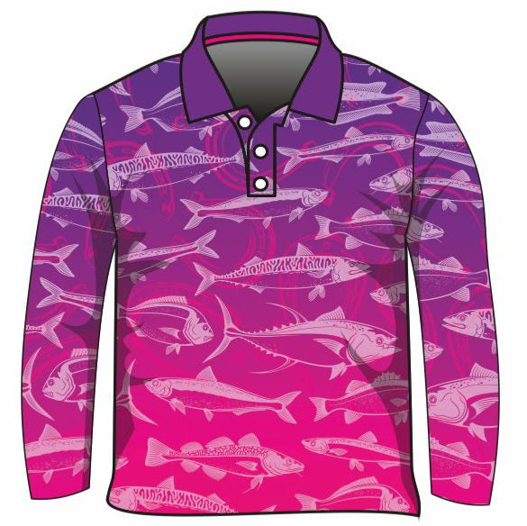 ★Pre-Order★ Fishing | Lucky Pattern Purple Pink Fishing Shirt Long or Short Sleeve Z and TEE camping FISH FISH DESIGNS FISHING fishing shirt fishing shirts GIRL GIRL'S DESIGNS Girl's Fishing girls HER ALL KIDS KIDS ALL kids design KIDS DESIGNS Kids UV rated shirt LJM PATTERN AND PLAIN DESIGNS Preorder quick dry spo-default spo-disabled sun sun safe sun shirt sun shirts SUN SMART sunsafe sunsmart swim shirt uv Women women's WOMEN'S DESIGNS Women's Fishing Women's Fishing Shirt z&tee