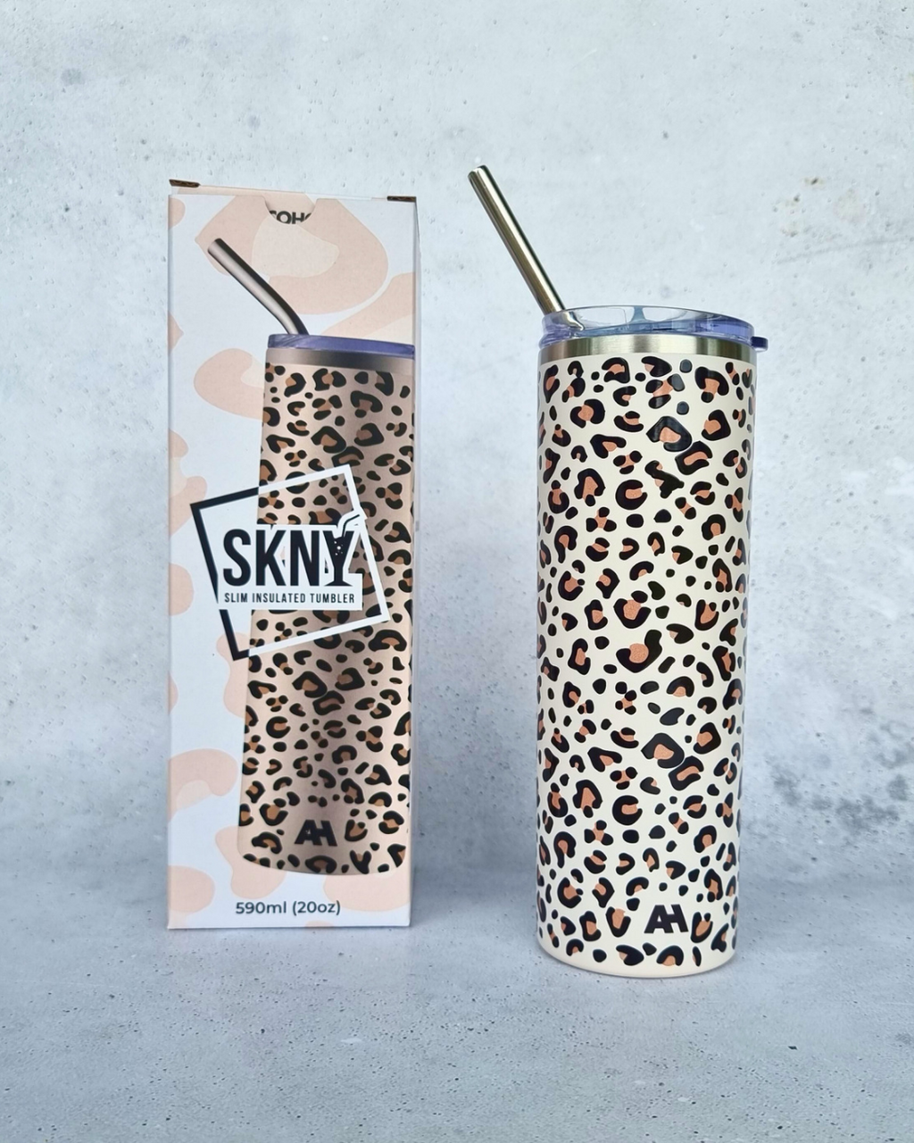 SKNY Leopard Print Slim Vacuum Insulated Skinny Tumbler - 590ml (20oz) Z and TEE lastchance