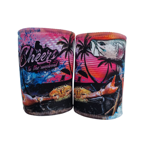 Cheers to the weekend Cooler - Pink Z and TEE Accessory Aussie Australia Australia Day Australian Australiana can can cooler can holder HIM ALL in stock lastchance pink spo-default spo-disabled stubby cooler stubby holder