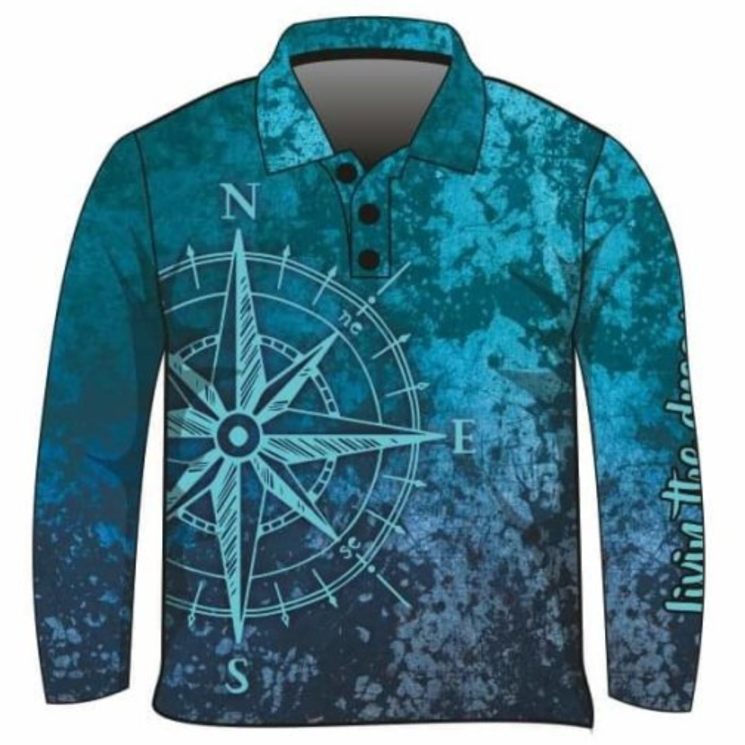 ★Pre-Order★ Compass | Teal Fishing Shirt Z and TEE camping fishing KIDS LJM men MEN'S DESIGNS mens MEN’S DESIGNS PATTERN AND PLAIN DESIGNS Preorder quick dry spo-default spo-disabled sun sun shirt sun shirts sunsafe uv women's WOMEN'S DESIGNS Women's Fishing Women's Fishing Shirt