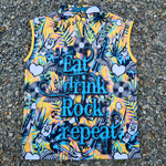Eat Drink Rock Repeat Orange Sleeveless Shirt Z and TEE big red bash concert DAD festival In Stock matching dress party quick dry red hot summer rock and rock spo-default spo-disabled sun sun shirt sun shirts sunsafe TROPICAL DESIGNS uv z&tee