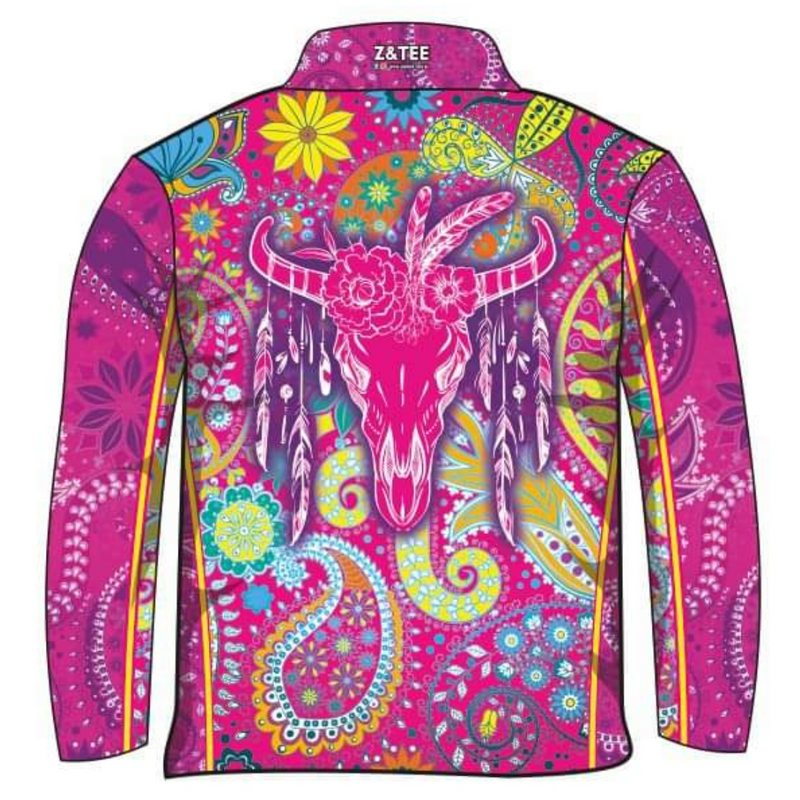Paisley Rainbow Long Sleeve Sun Shirt Z and TEE country COUNTRY WESTERN DESIGNS FISHING Girls GIRLS DESIGNS HER ALL In Stock LJM outback pink quick dry spo-default spo-disabled sun sun shirt sun shirts sunsafe SWIMMING uv western Women Women's Fishing Women's Fishing Shirt womens z&tee