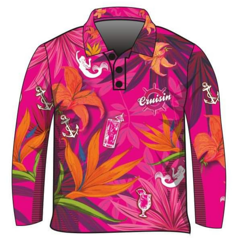 ★Pre-Order★ Cruisin Party Pink Cruise Shirt Long or Short Sleeve Z and TEE camping dup-review-publication fishing LJM Preorder quick dry spo-default spo-disabled sun sun shirt sun shirts sunsafe tropical TROPICAL DESIGNS uv Women WOMEN'S DESIGNS Women's Fishing Women's Fishing Shirt womens