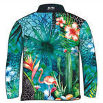 Tropical | Cuban Flamingo Paradise Sun Shirt Z and TEE camping cruise girls GIRLS DESIGNS HER ALL In Stock KIDS ALL LJM offroad quick dry spo-default spo-disabled STS sun sun shirt sun shirts sunsafe tropical TROPICAL DESIGNS uv Women womens z&tee