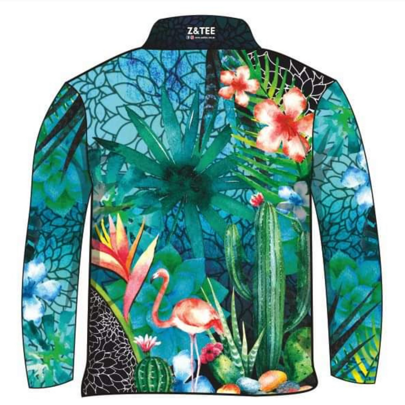 Tropical | Cuban Flamingo Paradise Sun Shirt Z and TEE BUY2SHIRTS camping cruise girls GIRLS DESIGNS HER ALL In Stock KIDS ALL lastchance LJM offroad quick dry spo-default spo-disabled STS sun sun shirt sun shirts sunsafe tropical TROPICAL DESIGNS uv Women womens z&tee