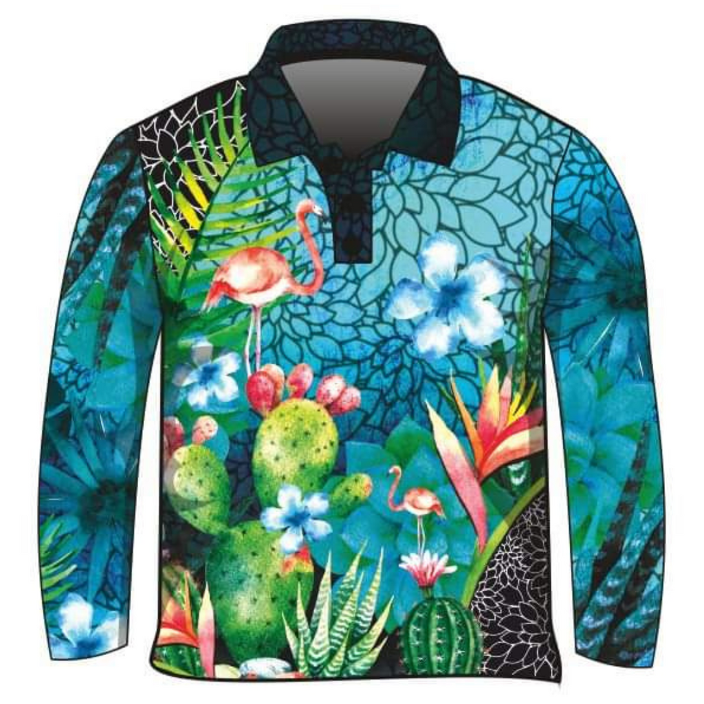 Tropical | Cuban Flamingo Paradise Sun Shirt Z and TEE BUY2SHIRTS camping cruise girls GIRLS DESIGNS HER ALL In Stock KIDS ALL lastchance LJM offroad quick dry spo-default spo-disabled STS sun sun shirt sun shirts sunsafe tropical TROPICAL DESIGNS uv Women womens z&tee