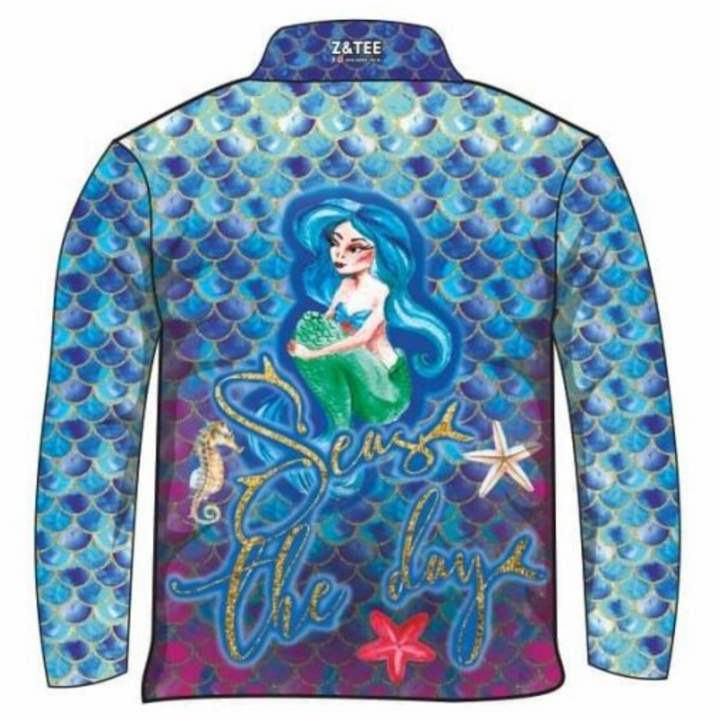 ★Pre-Order★ Mermaid Seas the Day Shirt Long or Short Sleeve Z and TEE camping fishing GIRL'S DESIGNS KIDS KIDS ALL kids design KIDS DESIGNS Kids UV rated shirt LJM men mens Preorder quick dry spo-default spo-disabled sun sun shirt sun shirts sunsafe uv