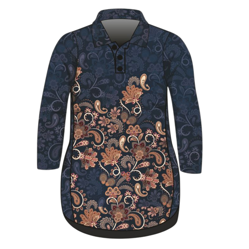 ★ Pre-Order ★ Paisley Navy Lifestyle Dress Short or Long Sleeve Long Sleeve Z and TEE girls womens