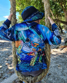 Kids | Astronaut in the Ocean Fishing Shirt ★Pre-Order★ Z and TEE blue BOYS DESIGNS KIDS kraken quick dry shark space SUN SAFE UPF whale