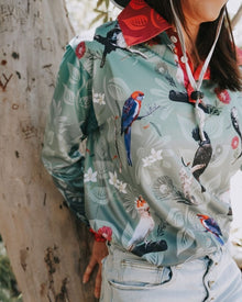 Australian | Birds Green Fishing Shirt ★Pre-Order★ Z and TEE Aussie australian birds Australiana cockatoo Floral green quick dry SUN SAFE UPF uv WOMEN'S DESIGNS womens