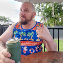 Christmas | Australiana Ugly Christmas Blue Fishing Singlet ★Pre-Order★ Z and TEE Aussie Australian Christmas Christmas design Christmas Gift Father Christmas Festive fishing kangaroo koala Matching Shirt Merry Christmas quick dry Summer Tropical Ugly Christmas sweater UPF