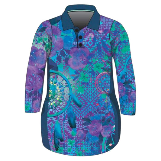 Western | Aztec Dreamcatcher Purple Lifestyle Fishing Dress ★Pre-Order★ Z and TEE Aztec Beach Dress blue Complete the Set COUNTRY WESTERN DESIGNS Floral GIRL'S DESIGNS Matching Shirt Matching shorts POCKETS purple quick dry Shirt Set SUN SAFE UPF
