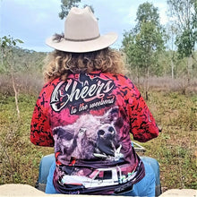 Hunting | Cheers to the Weekend Pink Hunting Fishing Shirt ★Pre-Order★ Z and TEE camping cruiser dog fishing hunting landcruiser pig Preorder quick dry spo-default spo-disabled sun sun shirt sun shirts sunsafe uv Women Women's Fishing womens