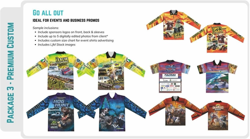 Custom Package 3 - Go all out! (MOQ 20 Shirts) Z and TEE camping cruise LJM spo-default spo-disabled sunsafe swimming