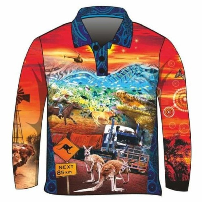 Downunder Australia Rusty Remix Camping Long Sleeve Sun Shirt Z and TEE 4wd Australiana bush camping car country COUNTRY WESTERN DESIGNS DAD girls HIM ALL In Stock LJM men MEN'S DESIGNS mens MEN’S DESIGNS offroad outback quick dry spo-default spo-disabled sun sun shirt sun shirts sunsafe uv z&tee
