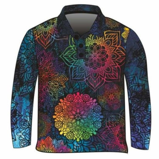Mandala | Kaleidoscope Fishing Shirt ★Pre-Order★ Z and TEE Complete the Set Dress Set Kaleidoscope MANDALA Matching shorts Navy quick dry SUN SAFE UPF womens
