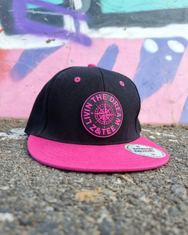 Snapback Flat Brim Cap Black Pink - Kids Z and TEE australiana boxingday hat HER ALL HIM ALL in stock KIDS ALL pink spo-default spo-disabled