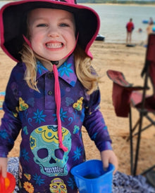 Kids | Sugar Skull Fishing Shirt ★Pre-Order★ Z and TEE camping cowgirl fishing Floral flower Flowers Girls GIRLS DESIGNS KIDS KIDS ALL kids design KIDS DESIGNS Kids UV rated shirt Preorder quick dry spo-default spo-disabled sun sun shirt sun shirts sunsafe uv western Women WOMEN'S DESIGNS womens