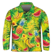 Tropical | Tropical Fruit Friday Fishing Shirt ★Pre-Order★ Z and TEE cruise Floral Fruit green pineapple quick dry SUN SAFE tropical UPF WOMEN'S DESIGNS womens yellow